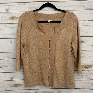 JJill Sz. L Cardigan Cotton Knit Sweater W/ 3/4 Sleeves